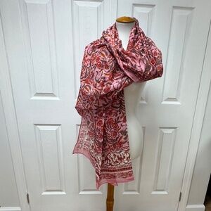 Indian Hand-Printed Floral Sarong Scarf -‎ 93" x 36" - NEW in Bags.